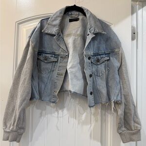 All Saints Denim Jacket with Sweatshirt Arms